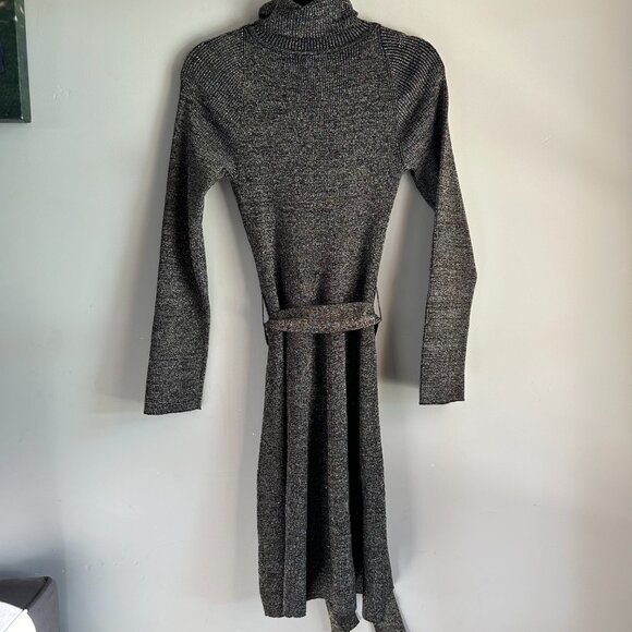 Alex Marie Nicole | Tie Front Sweater Dress Black/Gold | Size Large Women's - Picture 8 of 16